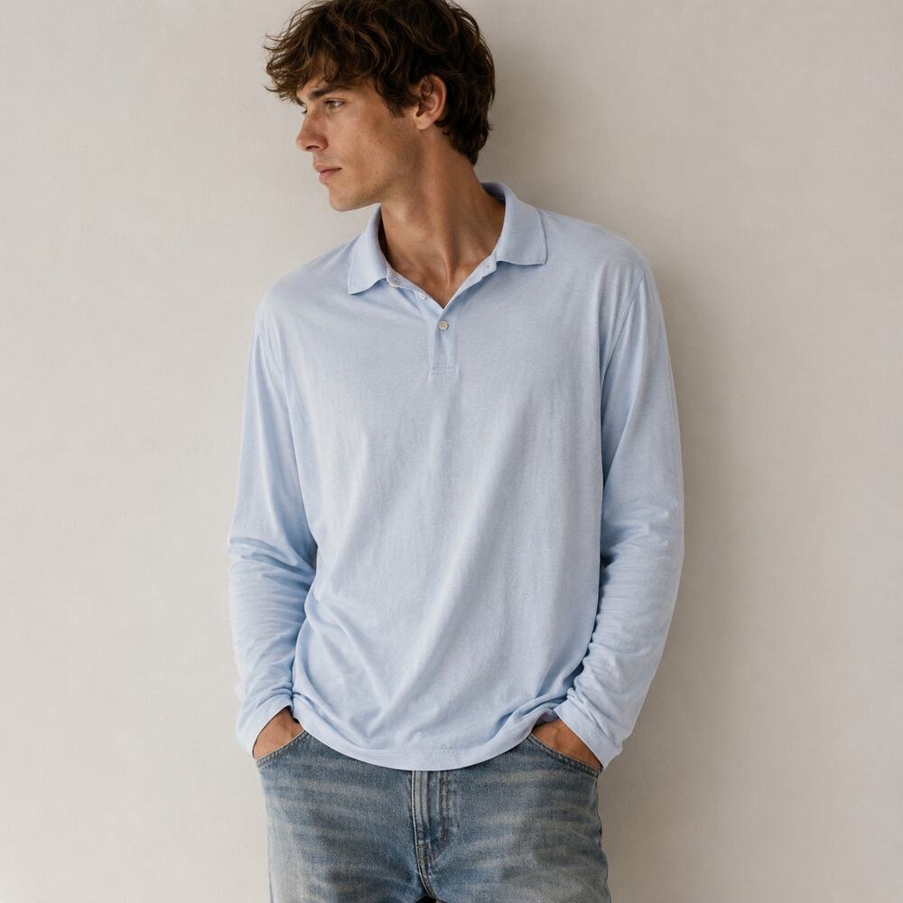 James Perse Los Angeles Luxe Jersey Long Sleeve Polo size 4 - Picture 1 of 8
